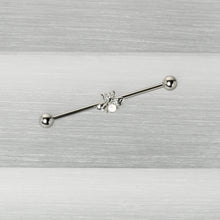 Load image into Gallery viewer, 14G White Faux Opal Bee Beautiful Insect Industrial Barbell 38mm
