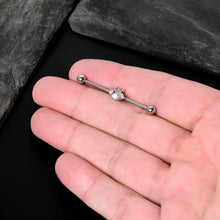 Load image into Gallery viewer, 14G White Faux Opal Bee Beautiful Insect Industrial Barbell 38mm

