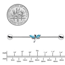 Load image into Gallery viewer, 14G Blue Gem Simple Stylized Dragonfly Industrial Barbell 38mm

