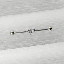 将图片加载到图库查看器，14G Purple Gem Simple Stylized Dragonfly Industrial Barbell 38mm
