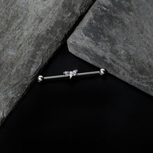 将图片加载到图库查看器，14G Purple Gem Simple Stylized Dragonfly Industrial Barbell 38mm

