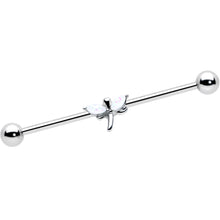 Load image into Gallery viewer, 14G White Faux Opal Simple Style Dragonfly Industrial Barbell 38mm

