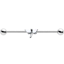 Load image into Gallery viewer, 14G White Faux Opal Simple Style Dragonfly Industrial Barbell 38mm
