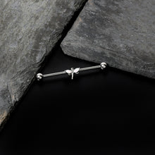 Load image into Gallery viewer, 14G White Faux Opal Simple Style Dragonfly Industrial Barbell 38mm
