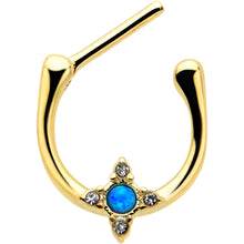 Load image into Gallery viewer, 16G 5/16 Blue Synthetic Opal Gold Tone Rhombus Cartilage Clicker
