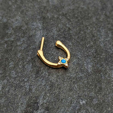 Load image into Gallery viewer, 16G 5/16 Blue Synthetic Opal Gold Tone Rhombus Cartilage Clicker
