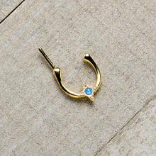 Load image into Gallery viewer, 16G 5/16 Blue Synthetic Opal Gold Tone Rhombus Cartilage Clicker
