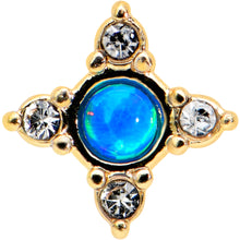 Load image into Gallery viewer, 16G 1/4 Blue Synthetic Opal Gold Tone Rhombus Cartilage Earring
