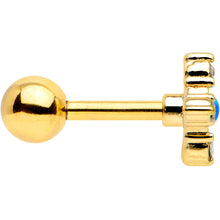 Load image into Gallery viewer, 16G 1/4 Blue Synthetic Opal Gold Tone Rhombus Cartilage Earring
