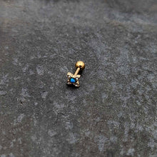 Load image into Gallery viewer, 16G 1/4 Blue Synthetic Opal Gold Tone Rhombus Cartilage Earring
