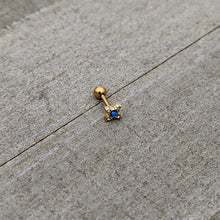 Load image into Gallery viewer, 16G 1/4 Blue Synthetic Opal Gold Tone Rhombus Cartilage Earring
