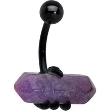 将图片加载到图库查看器，Purple Amethyst Stone Black Claw Belly Ring
