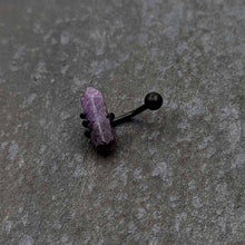 将图片加载到图库查看器，Purple Amethyst Stone Black Claw Belly Ring
