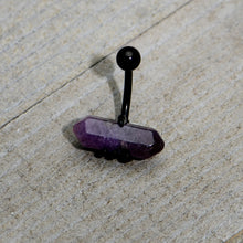 将图片加载到图库查看器，Purple Amethyst Stone Black Claw Belly Ring
