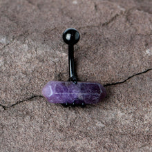 将图片加载到图库查看器，Purple Amethyst Stone Black Claw Belly Ring
