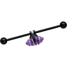 Load image into Gallery viewer, 14G Purple Amethyst Black Claw Industrial Barbell 38mm
