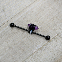 Load image into Gallery viewer, 14G Purple Amethyst Black Claw Industrial Barbell 38mm
