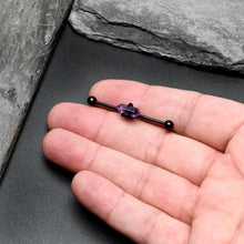 Load image into Gallery viewer, 14G Purple Amethyst Black Claw Industrial Barbell 38mm
