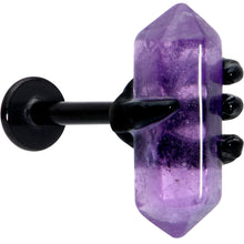 Load image into Gallery viewer, 16G 5/16 Purple Amethyst Black Claw Obelisk Labret Monroe Tragus
