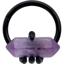 Load image into Gallery viewer, 16G 3/8 Purple Amethyst Black Claw Obelisk Hinged Segment Ring

