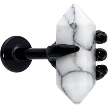 Load image into Gallery viewer, 16G 5/16 White Howlite Black Claw Obelisk Labret Monroe Tragus

