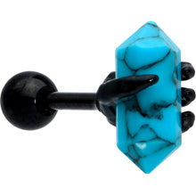 Load image into Gallery viewer, 16G 1/4 Blue Turquoise Black Claw Obelisk Cartilage Earring
