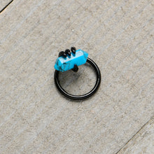 Load image into Gallery viewer, 16G 3/8 Blue Turquoise Black Claw Obelisk Hinged Segment Ring
