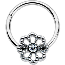 Load image into Gallery viewer, 16G 3/8 Clear Gem Epic Fabulous Flower Hinged Segment Ring
