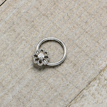 Load image into Gallery viewer, 16G 3/8 Clear Gem Epic Fabulous Flower Hinged Segment Ring
