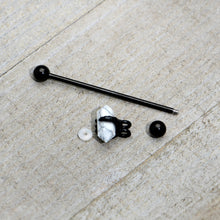 Load image into Gallery viewer, 14G White Howlite Black Claw Industrial Barbell 38mm
