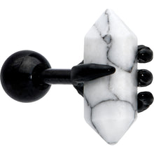 Load image into Gallery viewer, 16G 1/4 White Howlite Black Claw Obelisk Cartilage Earring
