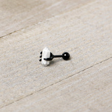 Load image into Gallery viewer, 16G 1/4 White Howlite Black Claw Obelisk Cartilage Earring
