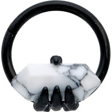 将图片加载到图库查看器，16G 3/8 White Howlite Black Claw Obelisk Hinged Segment Ring

