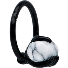 将图片加载到图库查看器，16G 3/8 White Howlite Black Claw Obelisk Hinged Segment Ring
