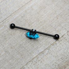 Load image into Gallery viewer, 14G Blue Turquoise Black Claw Industrial Barbell 38mm
