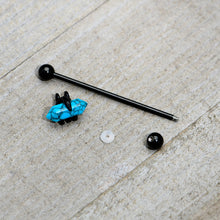 Load image into Gallery viewer, 14G Blue Turquoise Black Claw Industrial Barbell 38mm

