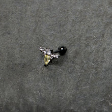 Load image into Gallery viewer, 16G 1/4 Clear Yellow Gem Black Butterfly Cartilage Tragus Earring
