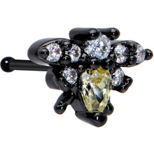 Load image into Gallery viewer, 20G 1/4 Clear Yellow Gem Black Butterfly Nose Bone
