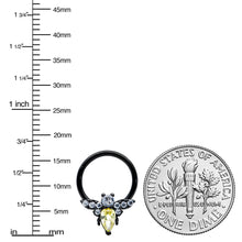 Load image into Gallery viewer, 16G 3/8 Yellow Clear Gem Black Butterfly Hinged Segment Ring
