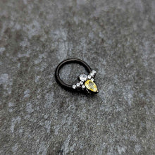 Load image into Gallery viewer, 16G 3/8 Yellow Clear Gem Black Butterfly Hinged Segment Ring
