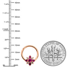 Load image into Gallery viewer, 16G 3/8 Pink Gem Rose Gold Tone Glamour Star Hinged Segment Ring
