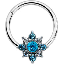 Load image into Gallery viewer, 16G 3/8 Blue Clear Gem Glamour Star Hinged Segment Ring
