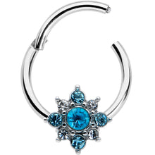 Load image into Gallery viewer, 16G 3/8 Blue Clear Gem Glamour Star Hinged Segment Ring
