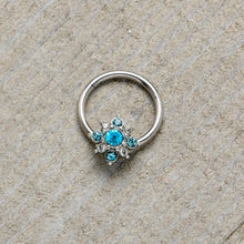 Load image into Gallery viewer, 16G 3/8 Blue Clear Gem Glamour Star Hinged Segment Ring
