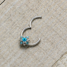 Load image into Gallery viewer, 16G 3/8 Blue Clear Gem Glamour Star Hinged Segment Ring
