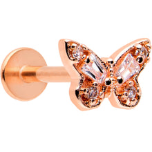 Load image into Gallery viewer, 16G 5/16 Clear Gem Rose Gold Tone Opulent Butterfly Labret Tragus
