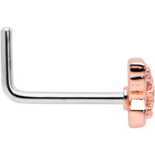 Load image into Gallery viewer, 20G 7mm Clear Gem Baroque Rosy Butterfly L Shape Nose Ring
