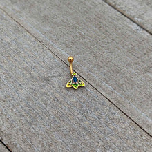 Load image into Gallery viewer, 16G 5/16 Blue Gem Gold Tone Tropic Fan Curved Eyebrow Ring
