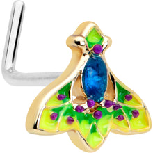 Load image into Gallery viewer, 20G 7mm Blue Gem Tropic Fan L Shape Nose Ring
