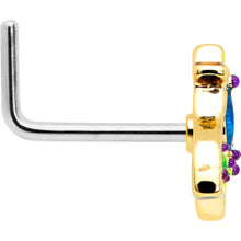 Load image into Gallery viewer, 20G 7mm Blue Gem Tropic Fan L Shape Nose Ring
